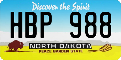 ND license plate HBP988