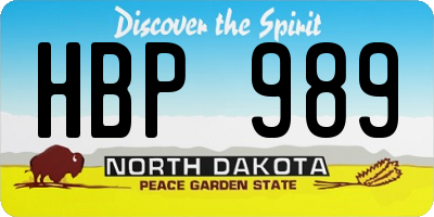 ND license plate HBP989