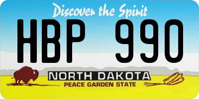 ND license plate HBP990