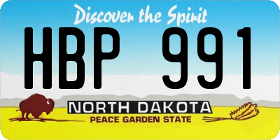 ND license plate HBP991