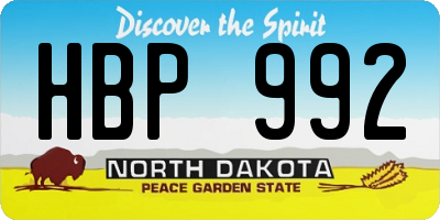 ND license plate HBP992