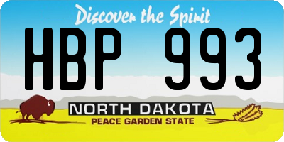 ND license plate HBP993