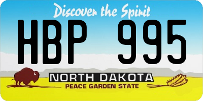 ND license plate HBP995