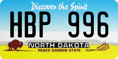 ND license plate HBP996