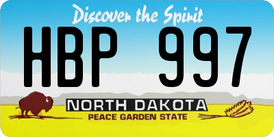 ND license plate HBP997