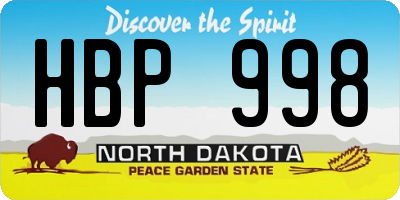 ND license plate HBP998