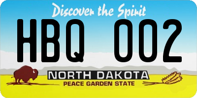 ND license plate HBQ002