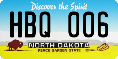 ND license plate HBQ006