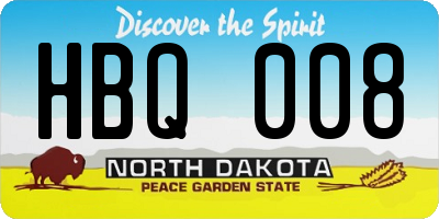 ND license plate HBQ008