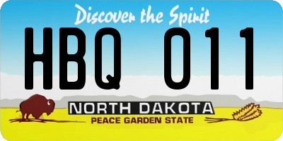 ND license plate HBQ011