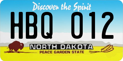 ND license plate HBQ012