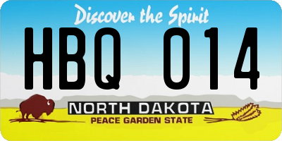 ND license plate HBQ014