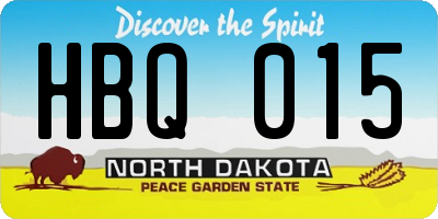 ND license plate HBQ015