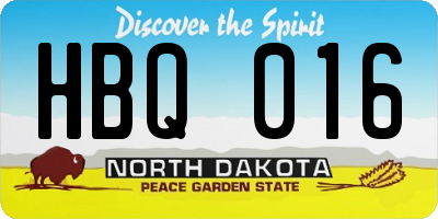 ND license plate HBQ016