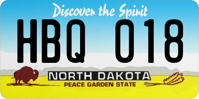 ND license plate HBQ018