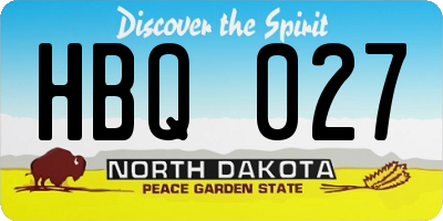 ND license plate HBQ027