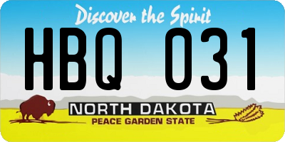 ND license plate HBQ031