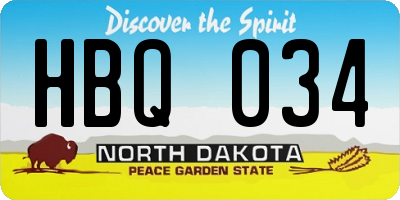 ND license plate HBQ034