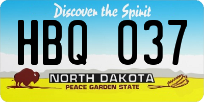 ND license plate HBQ037