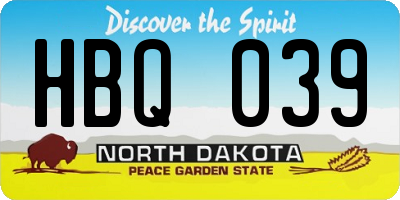 ND license plate HBQ039