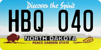 ND license plate HBQ040