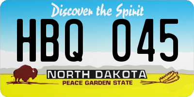 ND license plate HBQ045