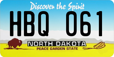 ND license plate HBQ061