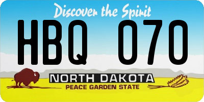 ND license plate HBQ070