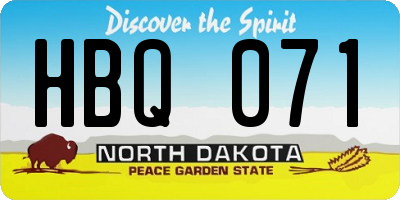 ND license plate HBQ071