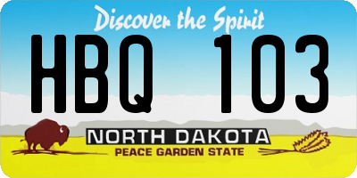 ND license plate HBQ103