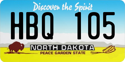 ND license plate HBQ105