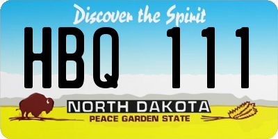 ND license plate HBQ111