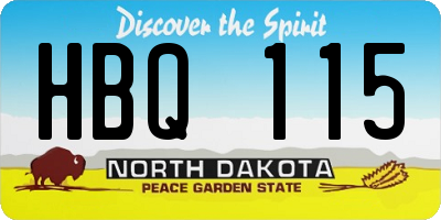 ND license plate HBQ115