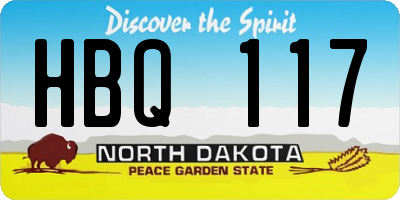 ND license plate HBQ117