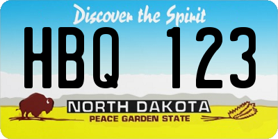 ND license plate HBQ123