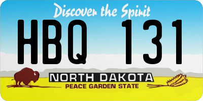 ND license plate HBQ131