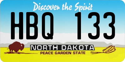 ND license plate HBQ133