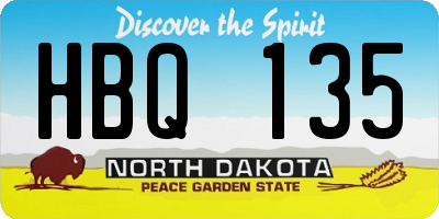 ND license plate HBQ135