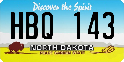 ND license plate HBQ143