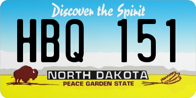 ND license plate HBQ151