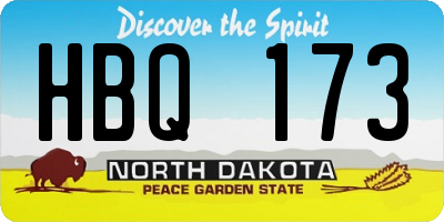 ND license plate HBQ173