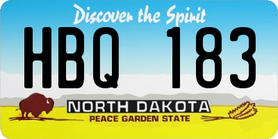 ND license plate HBQ183