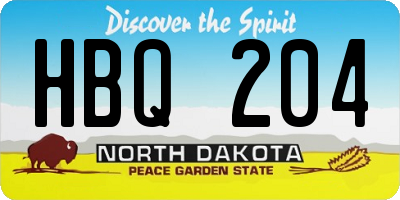 ND license plate HBQ204