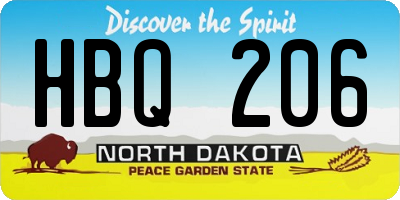 ND license plate HBQ206