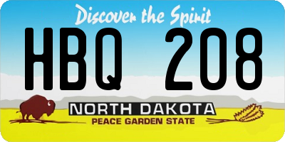 ND license plate HBQ208