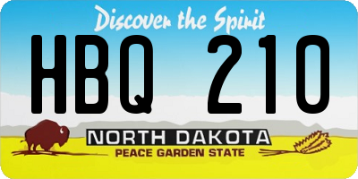 ND license plate HBQ210