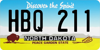 ND license plate HBQ211