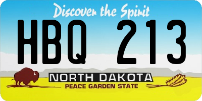 ND license plate HBQ213