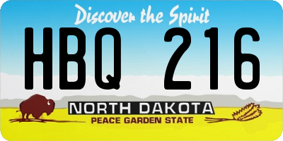 ND license plate HBQ216