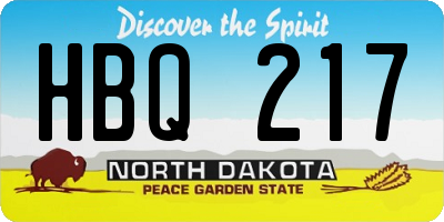 ND license plate HBQ217